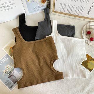 Asymmetrical Cutout-waist Crop Tank Top