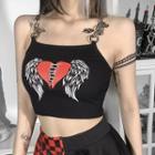 Chain Heart Print Cropped Camisole Top
