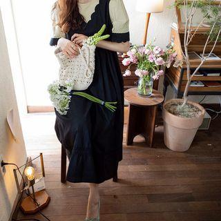 Scalloped Maxi 2-in-1 Dress Black - One Size