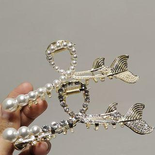 Faux Pearl Rhinestone Mermaid Tail Hair Claw