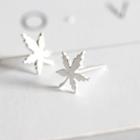 Leaf Ear Stud 1 Pair - Silver - One Size