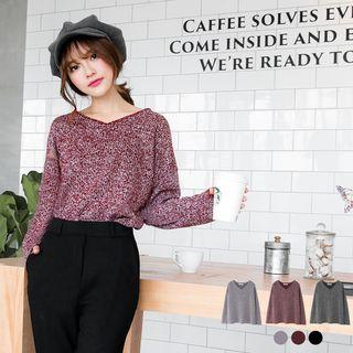 V-neck Dolman Melange Sweater