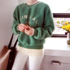Letter Embroidered Fleece Top
