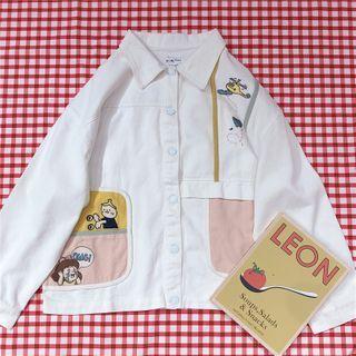Embroidered Shirt Jacket White - One Size