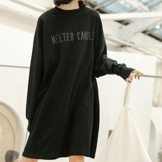 Letter Embroidered Long-sleeve Dress