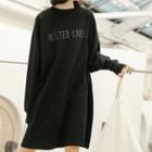 Letter Embroidered Long-sleeve Dress