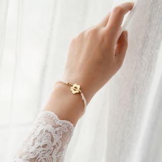 Stainless Steel Flower Pearl Bracelet