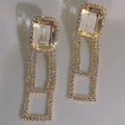 Rectangle Rhinestone Alloy Earring Y-286 - 1 Pair - Gold - One Size