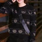 Smile Face Pattern Knit Top