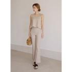 Zip-side Boot-cut Linen Pants