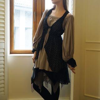 Mock Two-piece Off-shoulder Top