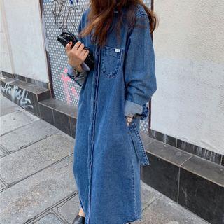 Denim Midi Shirtdress Denim Blue - One Size