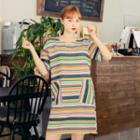 Pocket-patch Stripe Shift Dress