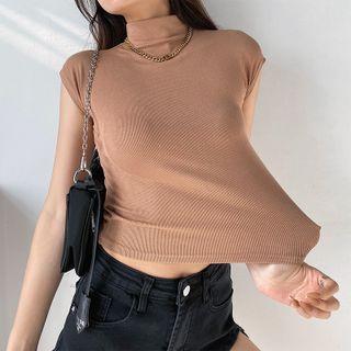 Mock-neck Crop T-shirt In 5 Colors
