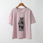 Beer Print Short Sleeve T-shirt