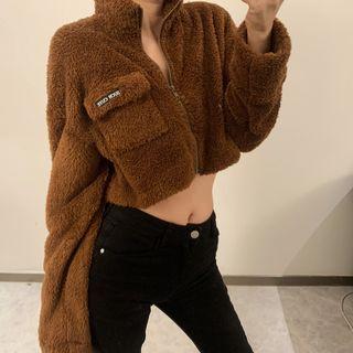 Plain Crop Fluffy Coat