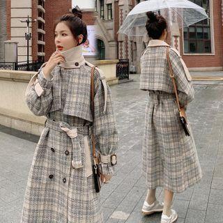 Plaid Double-breasted Tweed Coat