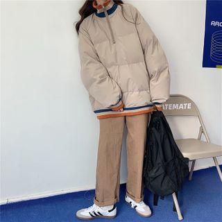 Padded Half-zip Pullover Jacket Almond - One Size