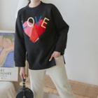 Velvet-patched Asymmetric-hem Sweatshirt