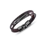 Simple And Fashion Plated Black Feather Multilayer Brown Leather Bracelet Black - One Size