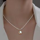 Rhinestone Pendant Sterling Silver Necklace Gold & White - One Size