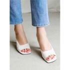 Square-toe Spool-heel Sandals