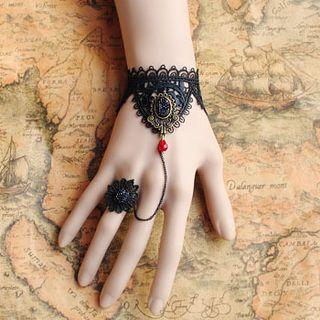 Crochet Bracelet With Flower Ring