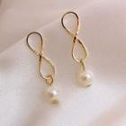 Faux Pearl Alloy Infinity Dangle Earring 1 Pair - As Shown In Figure - One Size