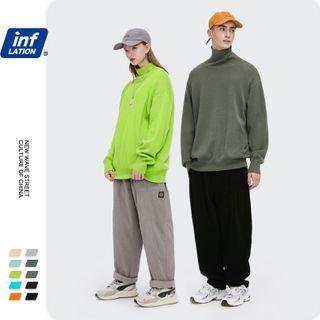 Unisex Turtleneck Loose-fit Sweater In 10 Colors