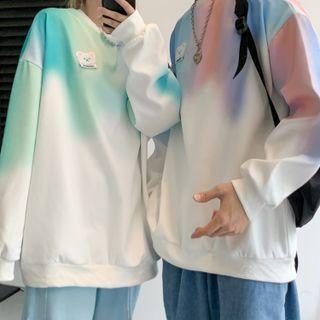 Bear Embroidered Gradient Sweatshirt