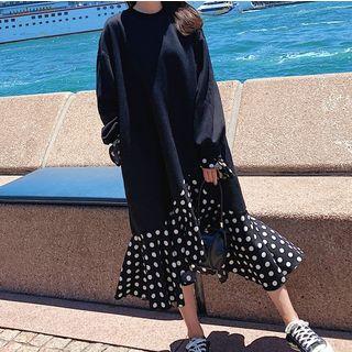 Mock Two-piece Dotted Panel Sweatshirt Dress