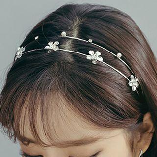 Flower Rhinestone Layered Alloy Headband