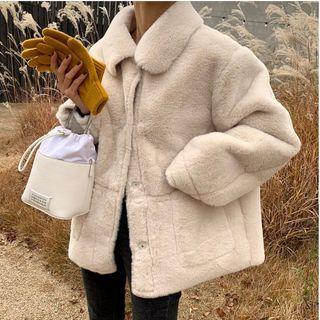 Fluffy Buttoned Coat / Long Coat