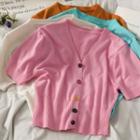 Slim-fit Button-up Crop T-shirt In 7 Colors