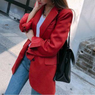 Tailored Single-breasted Blazer In Red