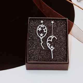 Non-matching Rhinestone Alloy Balloon Dangle Earring As Shown In Figure - One Size