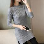 Mock Neck Cable Knit Oversized Sweater