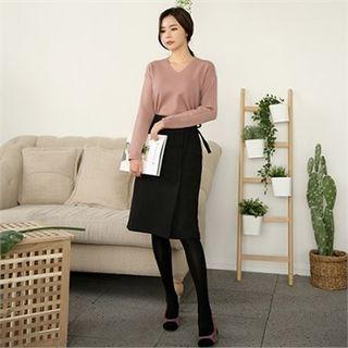 Ribbon-waist Wrap Skirt