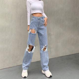 Cutout Washed Jeans