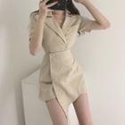 Short-sleeve Mini Asymmetric Sheath Dress