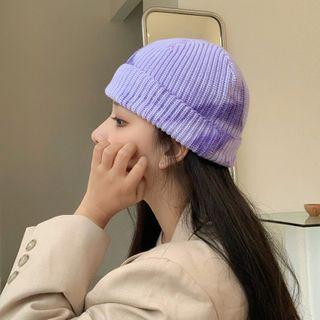 Color Panel Tie-dye Knit Hat