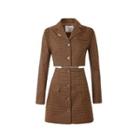Detachable Plaid Mini A-line Blazer Dress