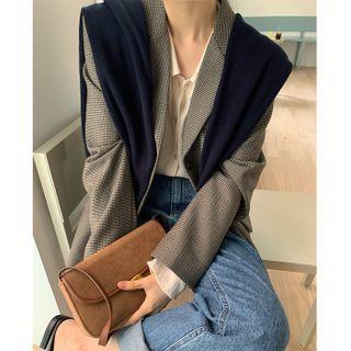 Push-lock Flap Corduroy Shoulder Bag Brown - One Size