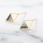 Geometry Ear Stud 1 Pair - Stud Earrings - Gold & Black - One Size