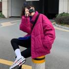 Stand Collar Padded Jacket 1060 - Rose Pink - One Size