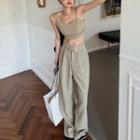 Cropped Camisole Top / Wide Leg Dress Pants