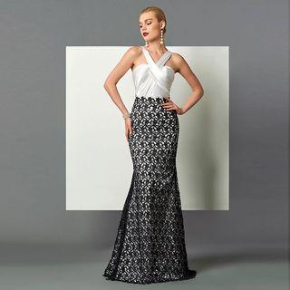 Off-shoulder Halter Lace Evening Dress