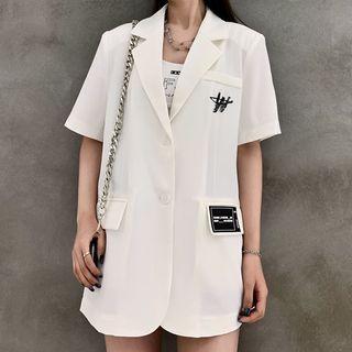 Lettering Short-sleeve Blazer