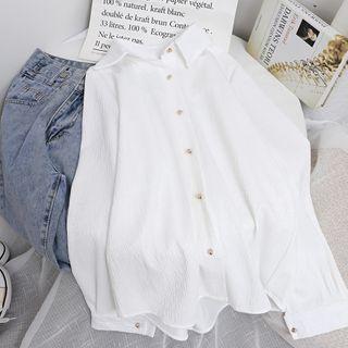 Plain Pleated Loose-fit Shirt