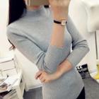 Long-sleeve Mock Neck Knit Top